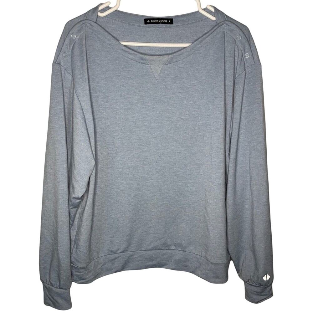 Thrive Society Blue Snap Button Detailed Sweatshirt Size Medium Hoodie